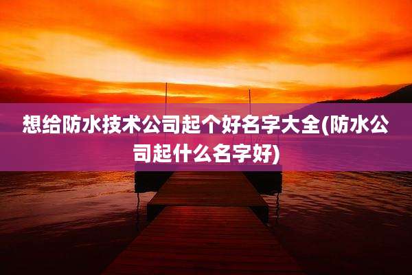 想给防水技术公司起个好名字大全(防水公司起什么名字好)