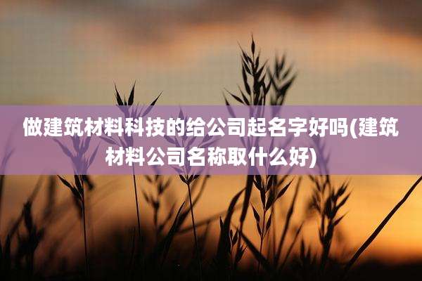 做建筑材料科技的给公司起名字好吗(建筑材料公司名称取什么好)