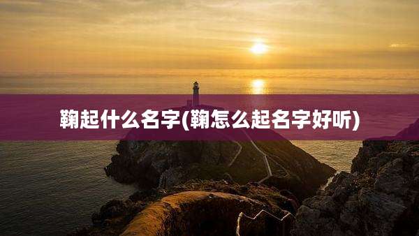 鞠起什么名字(鞠怎么起名字好听)