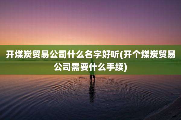 开煤炭贸易公司什么名字好听(开个煤炭贸易公司需要什么手续)