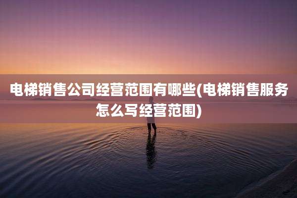 电梯销售公司经营范围有哪些(电梯销售服务怎么写经营范围)
