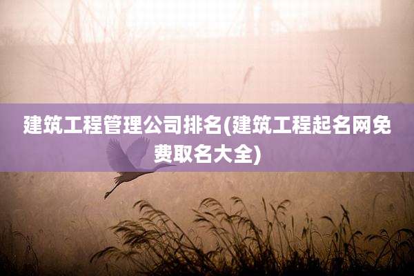 建筑工程管理公司排名(建筑工程起名网免费取名大全)