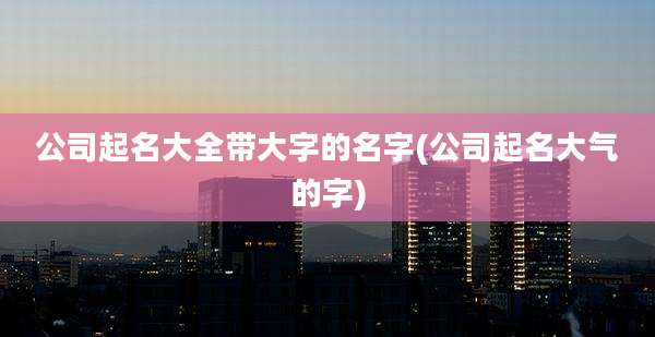 公司起名大全带大字的名字(公司起名大气的字)