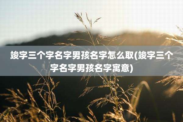 竣字三个字名字男孩名字怎么取(竣字三个字名字男孩名字寓意)