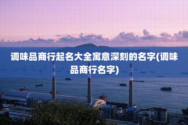 调味品商行起名大全寓意深刻的名字(调味品商行名字)