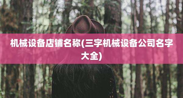 机械设备店铺名称(三字机械设备公司名字大全)