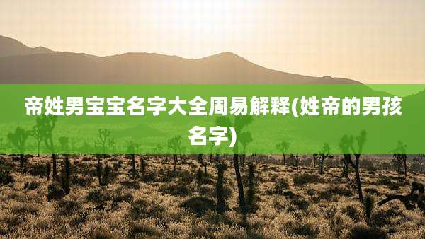 帝姓男宝宝名字大全周易解释(姓帝的男孩名字)