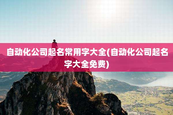 自动化公司起名常用字大全(自动化公司起名字大全免费)