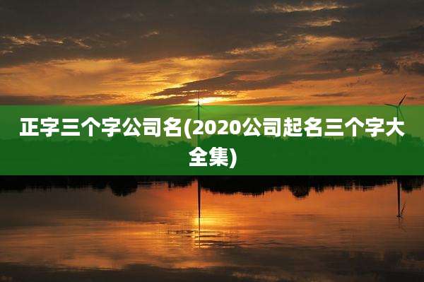 正字三个字公司名(2020公司起名三个字大全集)