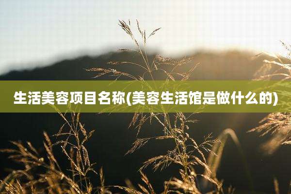 生活美容项目名称(美容生活馆是做什么的)