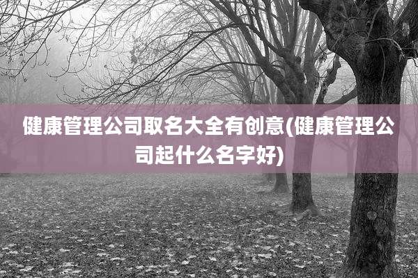 健康管理公司取名大全有创意(健康管理公司起什么名字好)