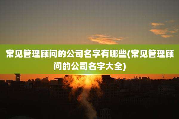 常见管理顾问的公司名字有哪些(常见管理顾问的公司名字大全)