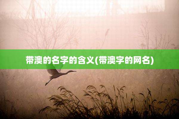 带澳的名字的含义(带澳字的网名)