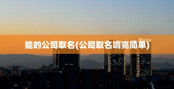 能的公司取名(公司取名响亮简单)