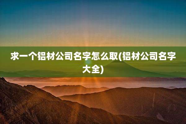 求一个铝材公司名字怎么取(铝材公司名字大全)