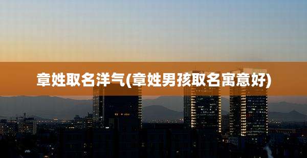 章姓取名洋气(章姓男孩取名寓意好)