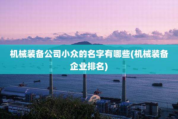 机械装备公司小众的名字有哪些(机械装备企业排名)
