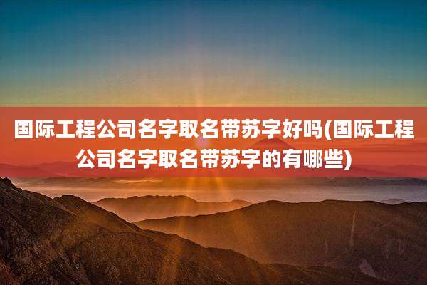 国际工程公司名字取名带苏字好吗(国际工程公司名字取名带苏字的有哪些)