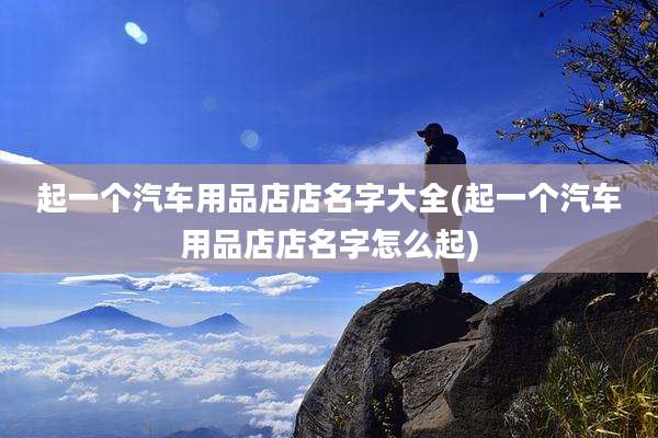起一个汽车用品店店名字大全(起一个汽车用品店店名字怎么起)