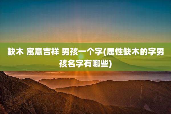 缺木 寓意吉祥 男孩一个字(属性缺木的字男孩名字有哪些)