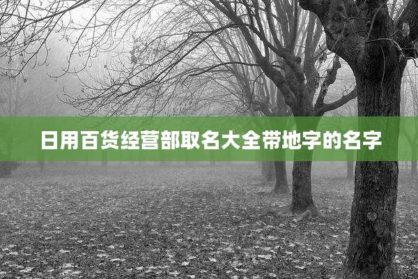 日用百货经营部取名大全带地字的名字