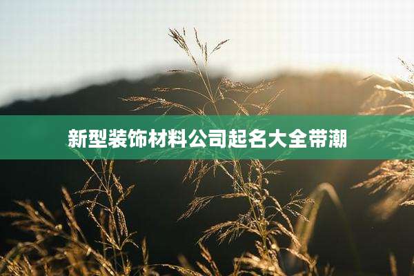 新型装饰材料公司起名大全带潮
