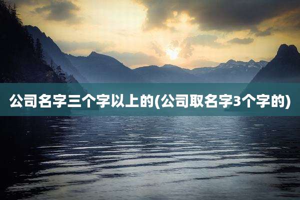 公司名字三个字以上的(公司取名字3个字的)