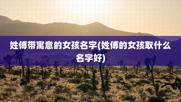 姓傅带寓意的女孩名字(姓傅的女孩取什么名字好)