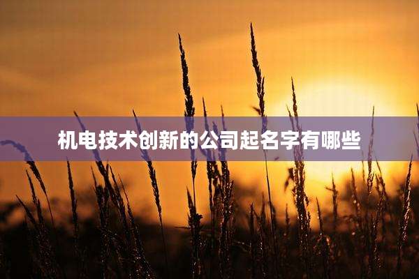 机电技术创新的公司起名字有哪些