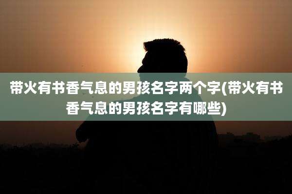 带火有书香气息的男孩名字两个字(带火有书香气息的男孩名字有哪些)