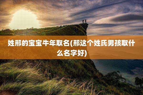 姓邢的宝宝牛年取名(邢这个姓氏男孩取什么名字好)