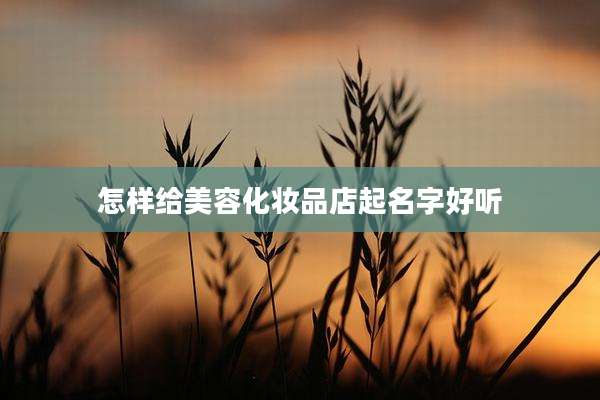 怎样给美容化妆品店起名字好听