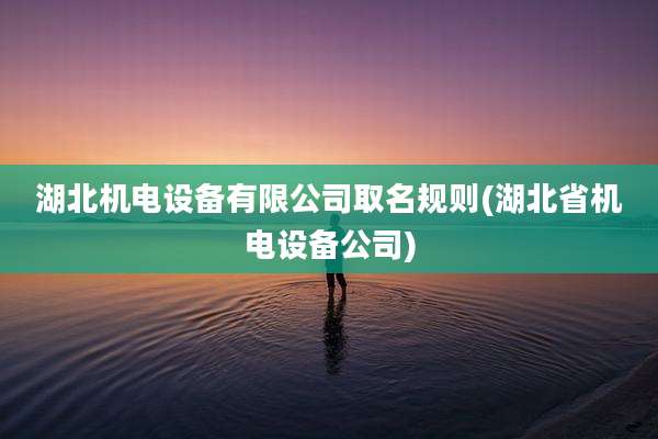 湖北机电设备有限公司取名规则(湖北省机电设备公司)