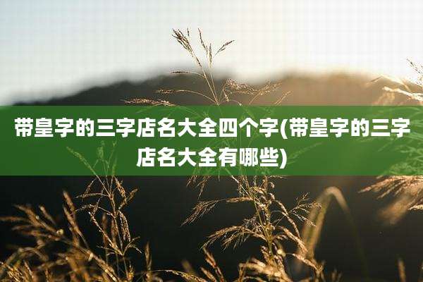 带皇字的三字店名大全四个字(带皇字的三字店名大全有哪些)