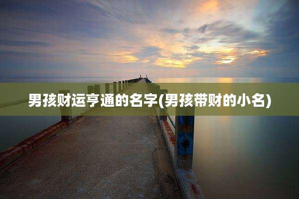 男孩财运亨通的名字(男孩带财的小名)