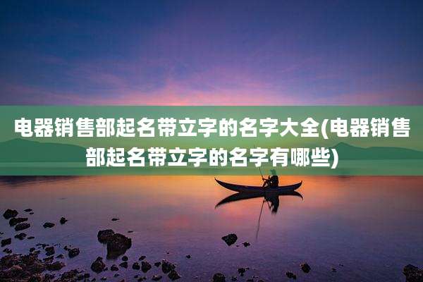 电器销售部起名带立字的名字大全(电器销售部起名带立字的名字有哪些)