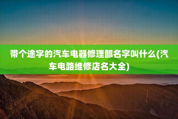 带个途字的汽车电器修理部名字叫什么(汽车电路维修店名大全)