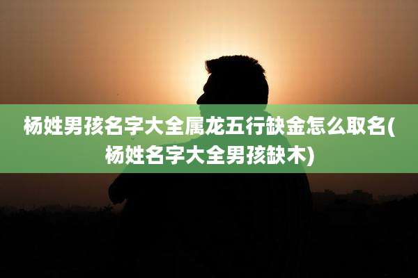 杨姓男孩名字大全属龙五行缺金怎么取名(杨姓名字大全男孩缺木)