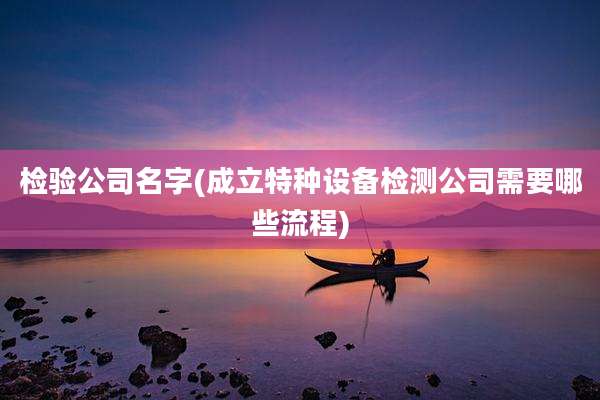 检验公司名字(成立特种设备检测公司需要哪些流程)