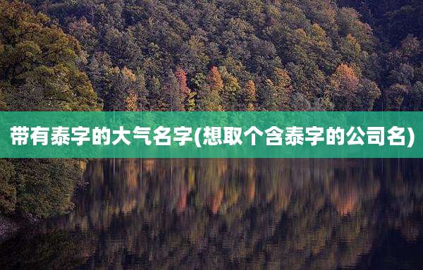 带有泰字的大气名字(想取个含泰字的公司名)