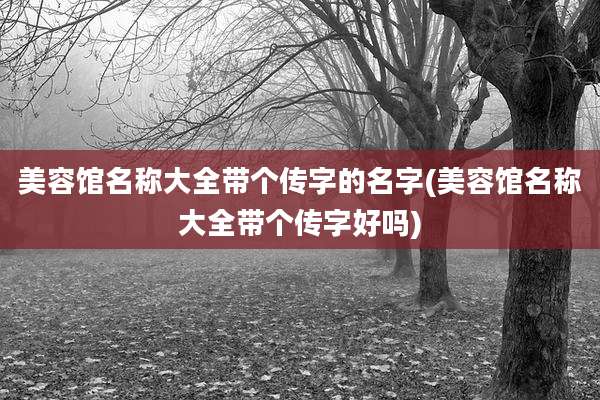 美容馆名称大全带个传字的名字(美容馆名称大全带个传字好吗)