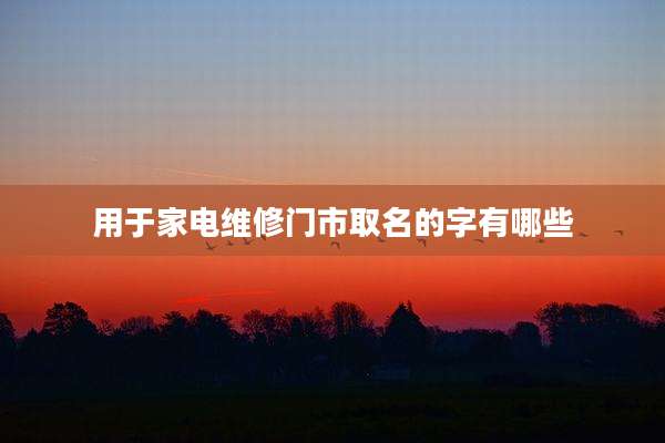 用于家电维修门市取名的字有哪些