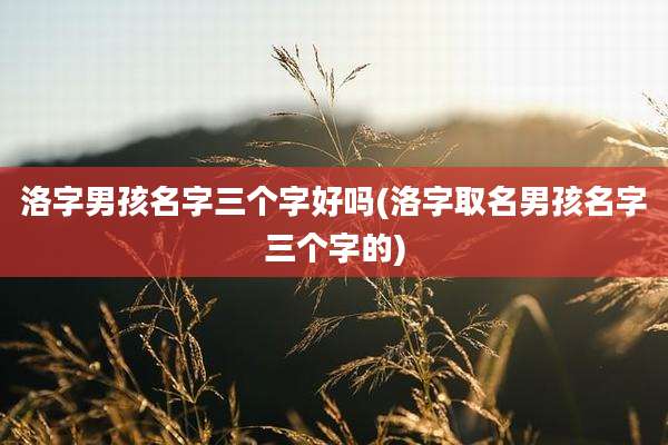洛字男孩名字三个字好吗(洛字取名男孩名字三个字的)