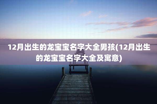 12月出生的龙宝宝名字大全男孩(12月出生的龙宝宝名字大全及寓意)