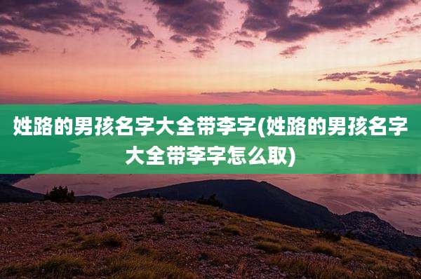 姓路的男孩名字大全带李字(姓路的男孩名字大全带李字怎么取)