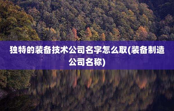 独特的装备技术公司名字怎么取(装备制造公司名称)