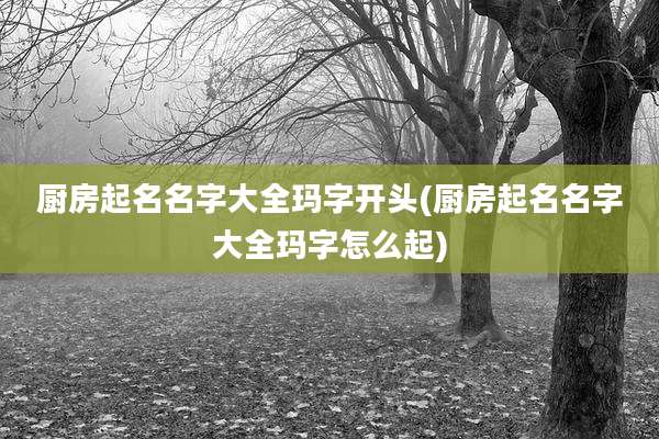 厨房起名名字大全玛字开头(厨房起名名字大全玛字怎么起)