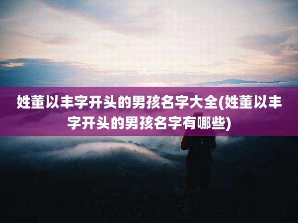 姓董以丰字开头的男孩名字大全(姓董以丰字开头的男孩名字有哪些)