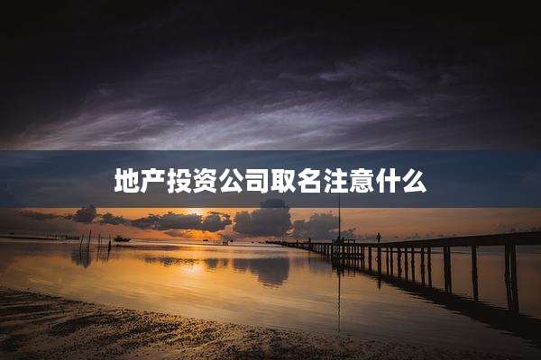 地产投资公司取名注意什么