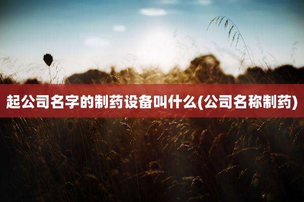 起公司名字的制药设备叫什么(公司名称制药)